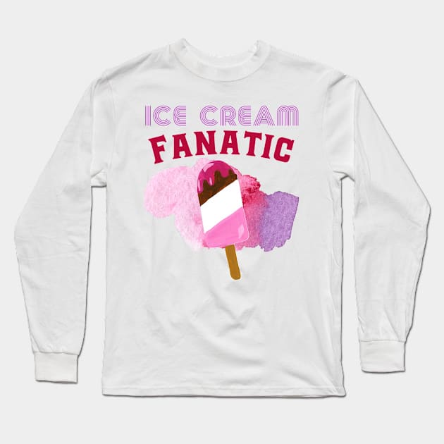 Ice cream fanatic pink and purple icy pole Long Sleeve T-Shirt by Fiasco Designs